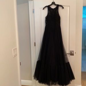 Black lace formal dress.